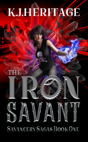 Book cover for The Iron Savant, an urban fantasy mystery and paranormal romance by K.J. Heritage