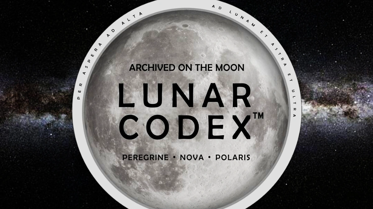 Lunar Codex logo over a full Moon with the words ‘Archived on the Moon’